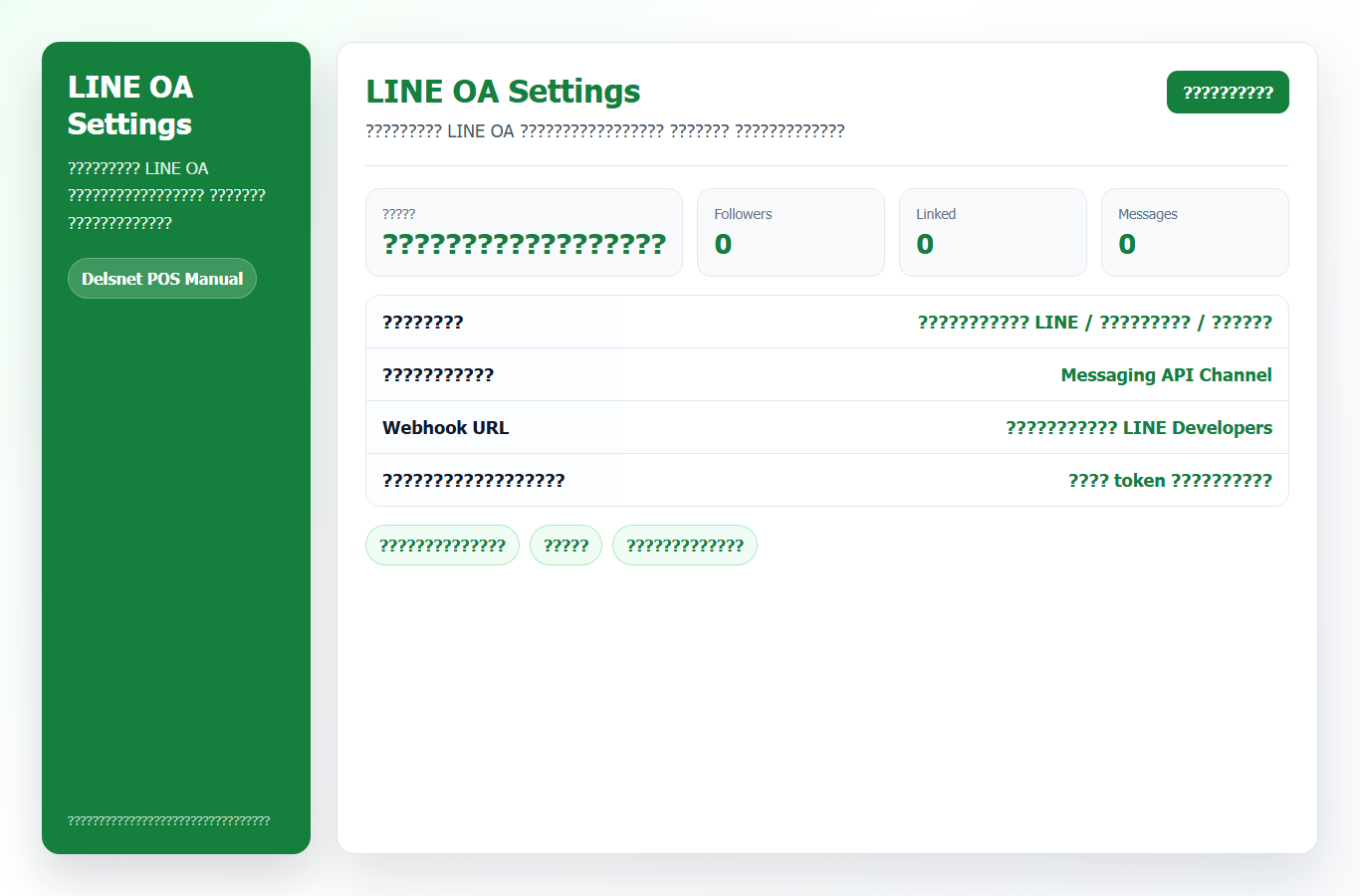 ภาพรวมหน้า LINE OA Settings ใน Delsnet POS
