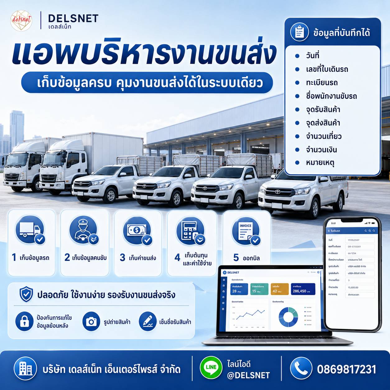 แอพบริหารงานขนส่ง Delsnet